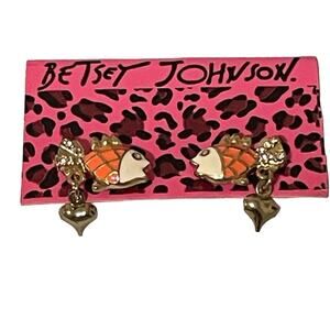 Betsey Johnson Fish‎ Heart Earrings NWT